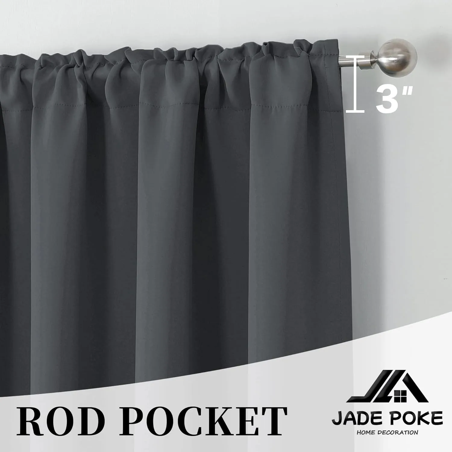 Gray Flame Retardant Room Darkening Curtains for Home Hotel Office, Heat Insulation Dustproof Curtains, 52 X 63 in, Gray, 2 Panels