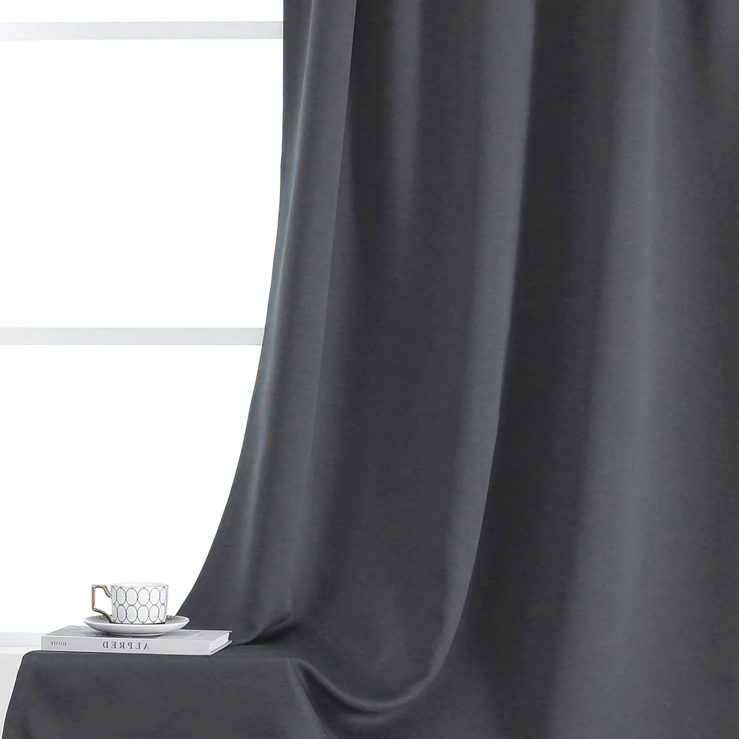 Gray Flame Retardant Room Darkening Curtains for Home Hotel Office, Heat Insulation Dustproof Curtains, 52 X 63 in, Gray, 2 Panels