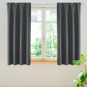 Gray Flame Retardant Room Darkening Curtains for Home Hotel Office, Heat Insulation Dustproof Curtains, 52 X 63 in, Gray, 2 Panels