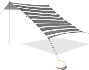 Gray Horizontal Stripes Designed UPF50 Stable Beach Tent Water-Resistant Large Portable Sun Shelter with Carrying Bag for Camping Trips, Fishing, Backyard Fun or Picnics para la Playa