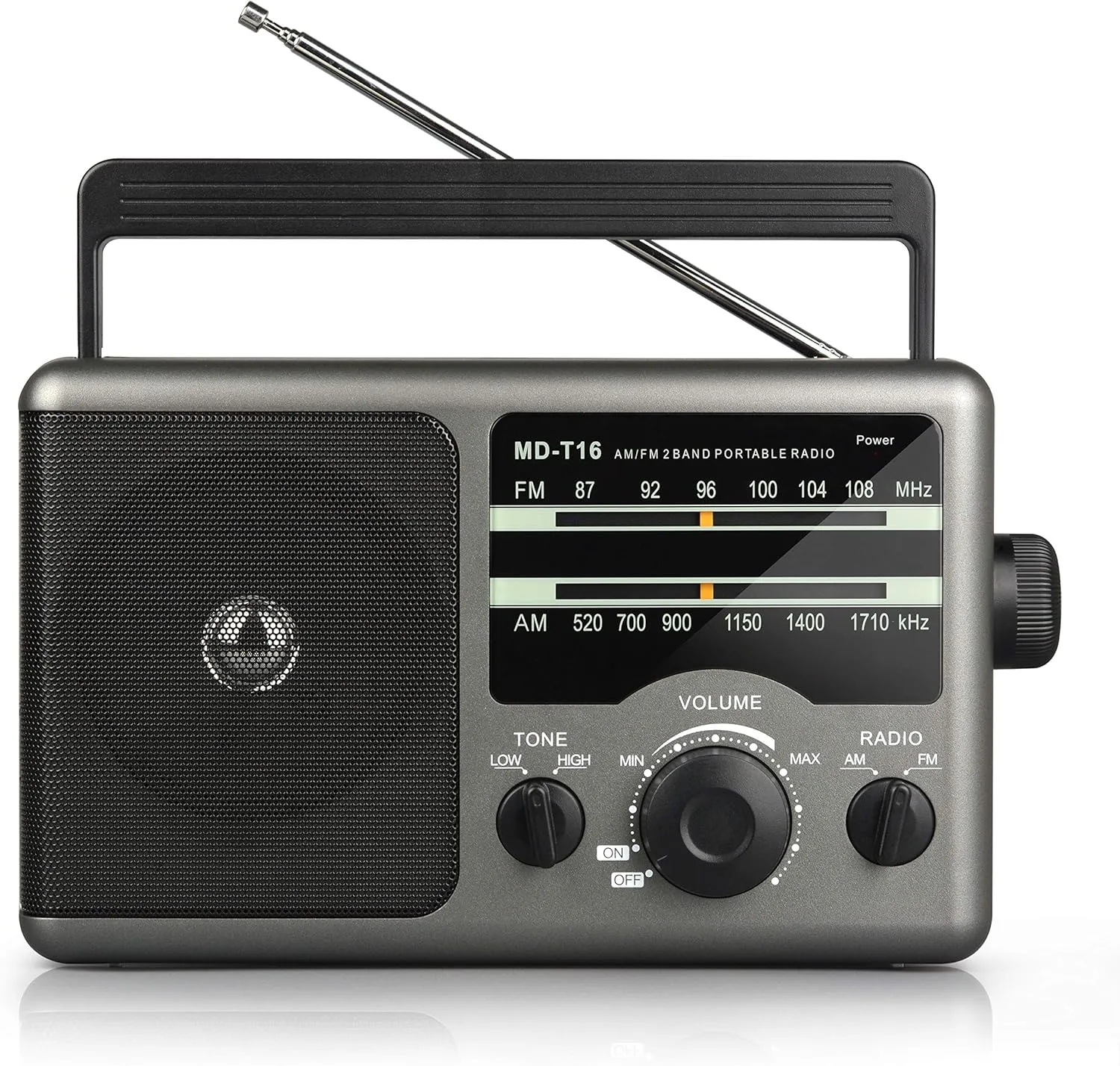 Greadio AM FM Portable Radio Transistor Radio with 3.5mm Earphone Jack, Hight/Low Tone Mode, Big Speaker, AC Power or Battery Operated by 4 D Cell Batteries for Home and Outdoor