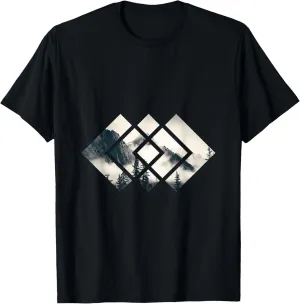 Great square snow mountains nature fan outdoor fan T-Shirt