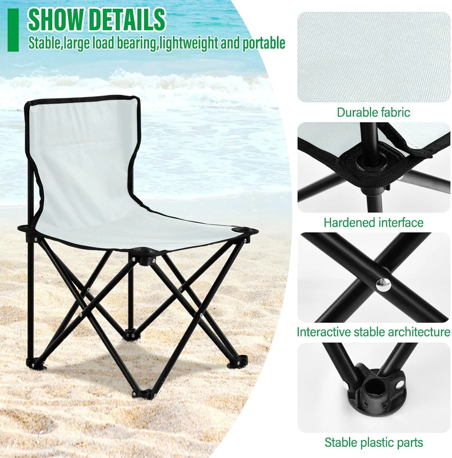 Gredecor Camping Chairs,Azure Lightweight and Supportive Chairs and Lightweight Individuals - Compact, Durable, and Portable - Ideal for Camping, Hiking, Beach, and Picnics - Carry Bag