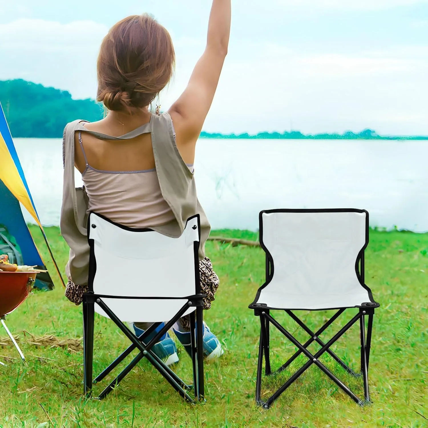 Gredecor Camping Chairs,Azure Lightweight and Supportive Chairs and Lightweight Individuals - Compact, Durable, and Portable - Ideal for Camping, Hiking, Beach, and Picnics - Carry Bag