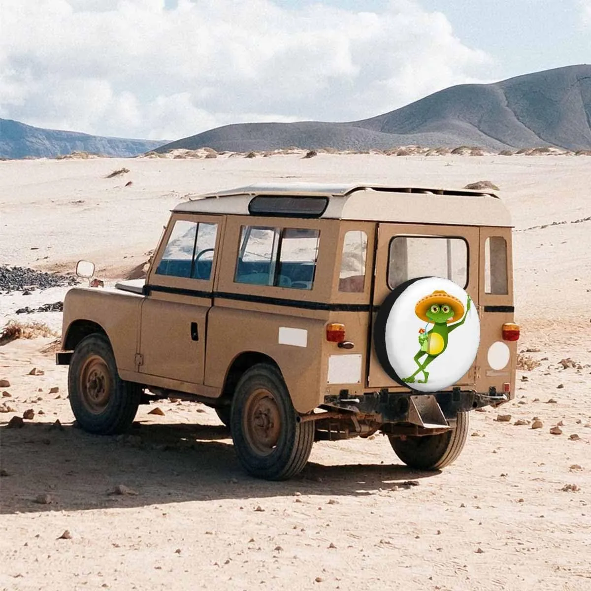 Green Frog Spare Tire Cover Wear Sombrero and Drink a Cocktail Summer Beach Polyester Universal Wheel Tire Cover for Trailer Camping Weatherproof for Rv SUV Truck Camper Travel 15 inch