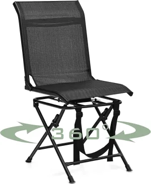GYMAX Hunting Chair, 360 Degree Swivel Hunting Blind Chair with Carry Handle, 330 lbs Capacity, Comfortable, Waterproof, Portable and Silent Folding Dove Hunting Chair for Blinds