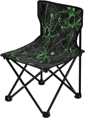 Halloween Green Web Portable Outdoor Folding Chair Anti-Slip Padded Oxford Cloth Stool Camping Chair Small for Beach Hiking Fishing Gardening Quad Camp Chair