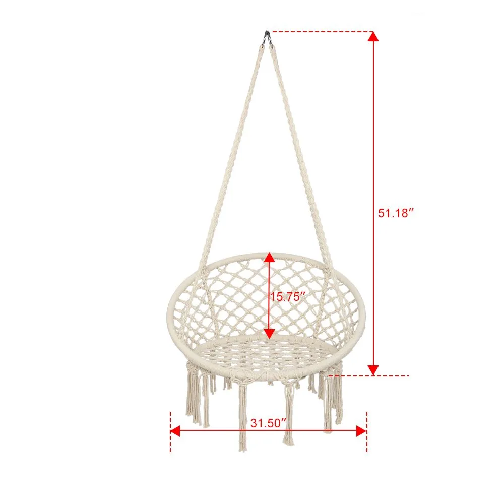 Hanging Home Round High-value Cotton Hammock Tassel Outdoor Chair Indoor Spring deal Patio Garden Rope Swing