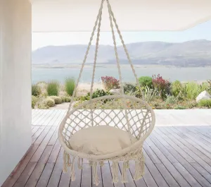 Hanging Home Round High-value Cotton Hammock Tassel Outdoor Chair Indoor Spring deal Patio Garden Rope Swing