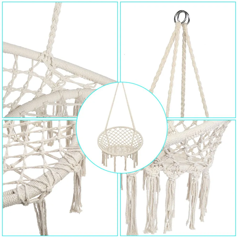 Hanging Home Round High-value Cotton Hammock Tassel Outdoor Chair Indoor Spring deal Patio Garden Rope Swing