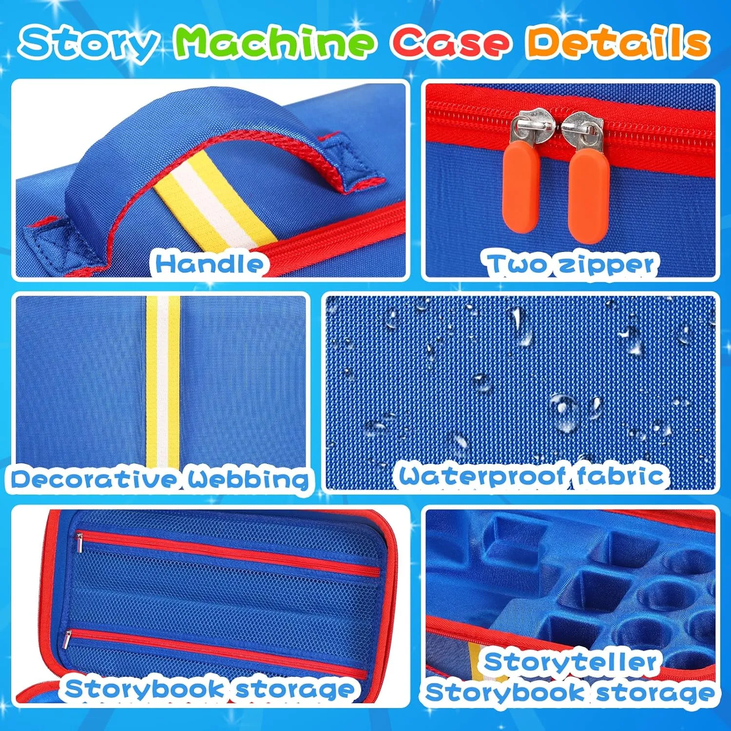 Hard Carrying Case Fits for Little Tikes Story Dream Machine Books Starter Set, Large Protective Travel Container Case for Storytime Audio Play Real for Littles Character Collection, Blue (Box Only)