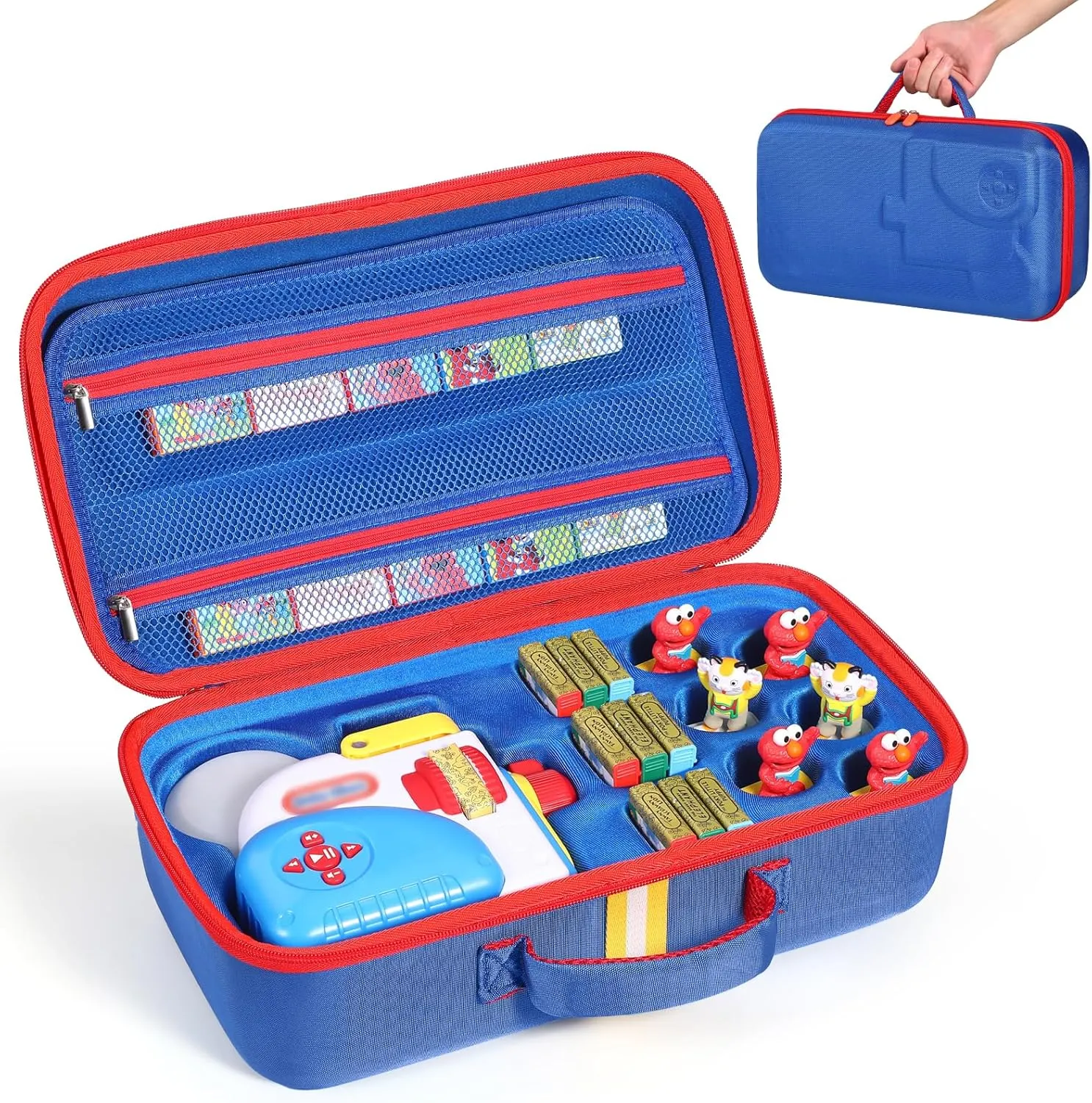 Hard Carrying Case Fits for Little Tikes Story Dream Machine Books Starter Set, Large Protective Travel Container Case for Storytime Audio Play Real for Littles Character Collection, Blue (Box Only)