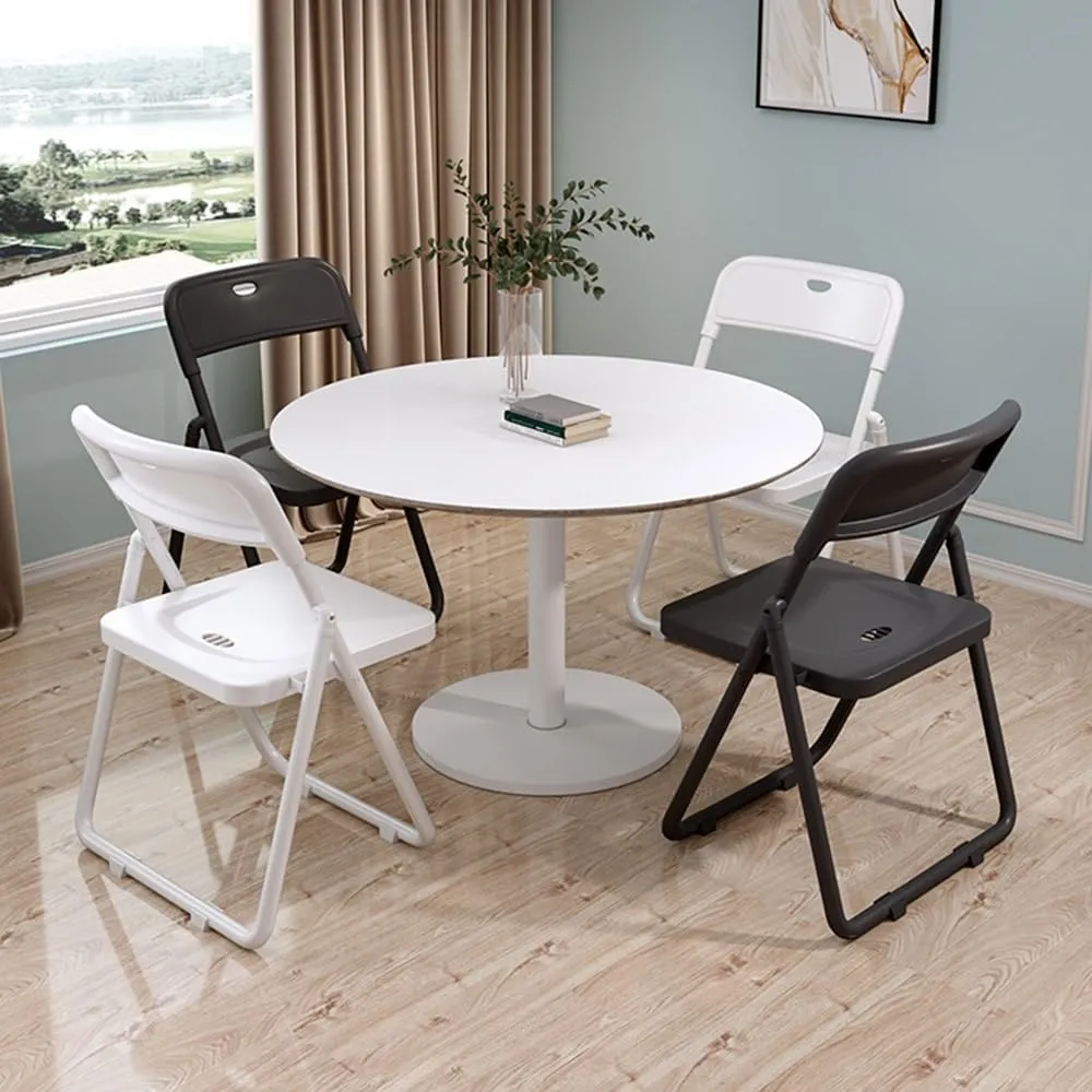 HCZION Plastic Folding Chair Outdoor Stackable Chair Portable Dining Chairs Fold Up Party Chair Garage Folding Stool with Backrest Lightweight Camping Chair (Color : Grey)