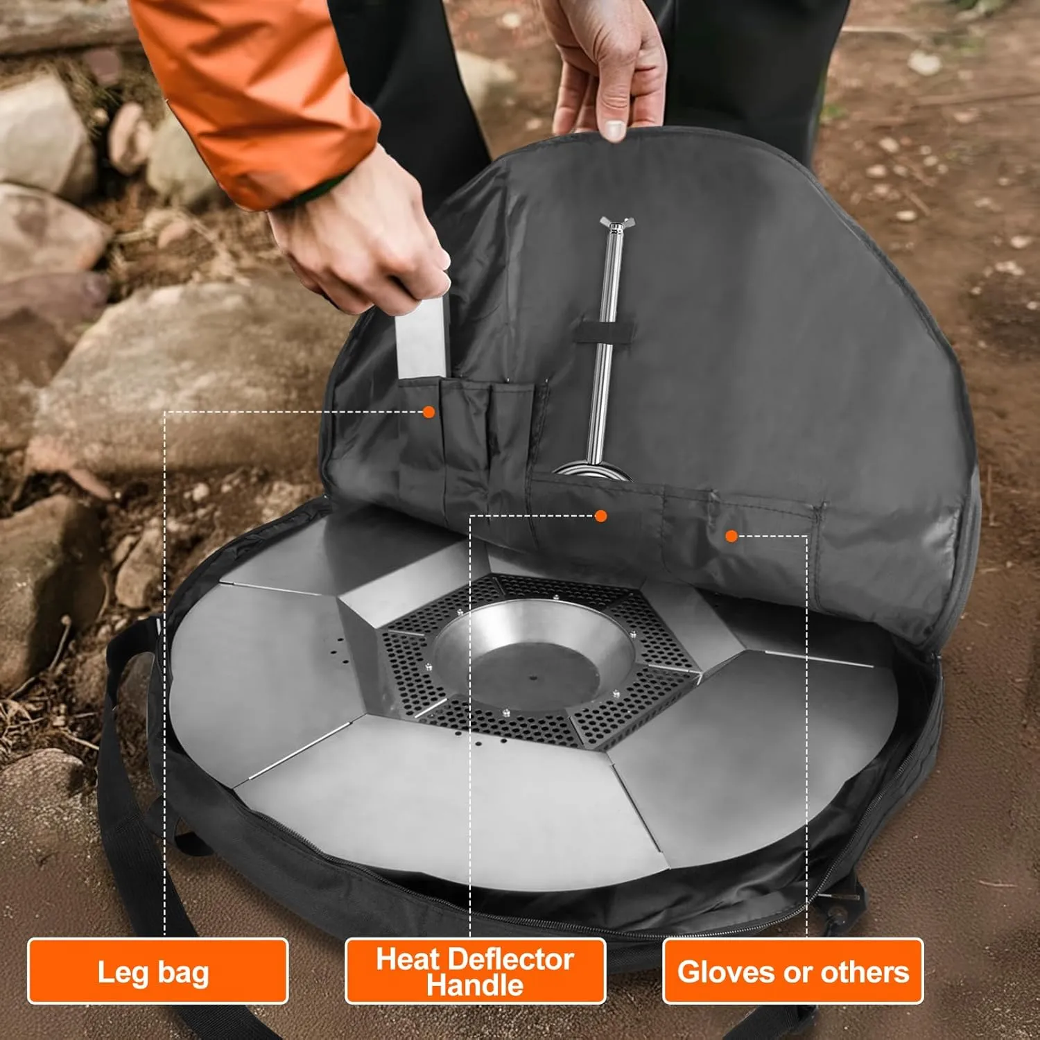 Heat Deflector Carry Bag for Solo Stove Yukon Heat Deflector, Medium - Portable Fire Pit Bag Compatible with Yukon Heat Deflector,Storage Case for Travel & Camping, Protective Accessory, Dia: 31”