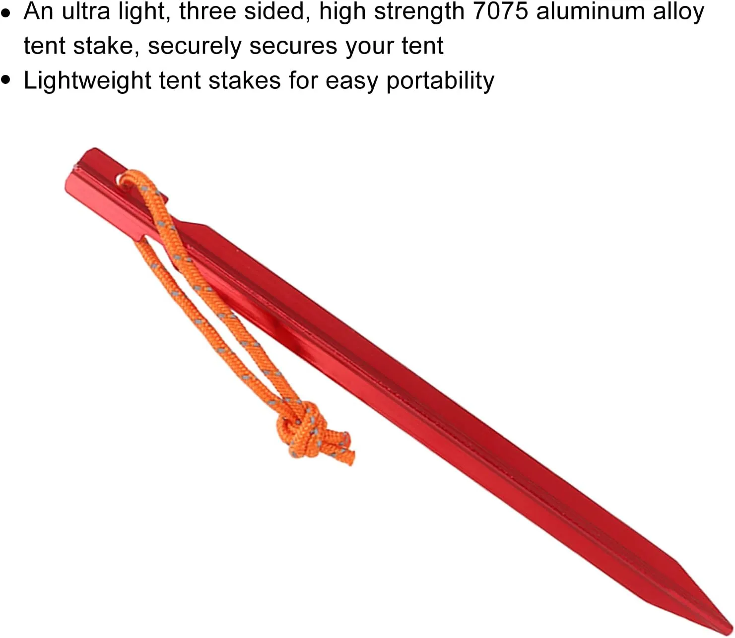 Heavy Duty V Shape Tent Stakes with Ropes, Aluminium Alloy Material, and to Carry, for Outdoor Camping Tent Accessories, Includes 20 Pegs with Storage (Red)