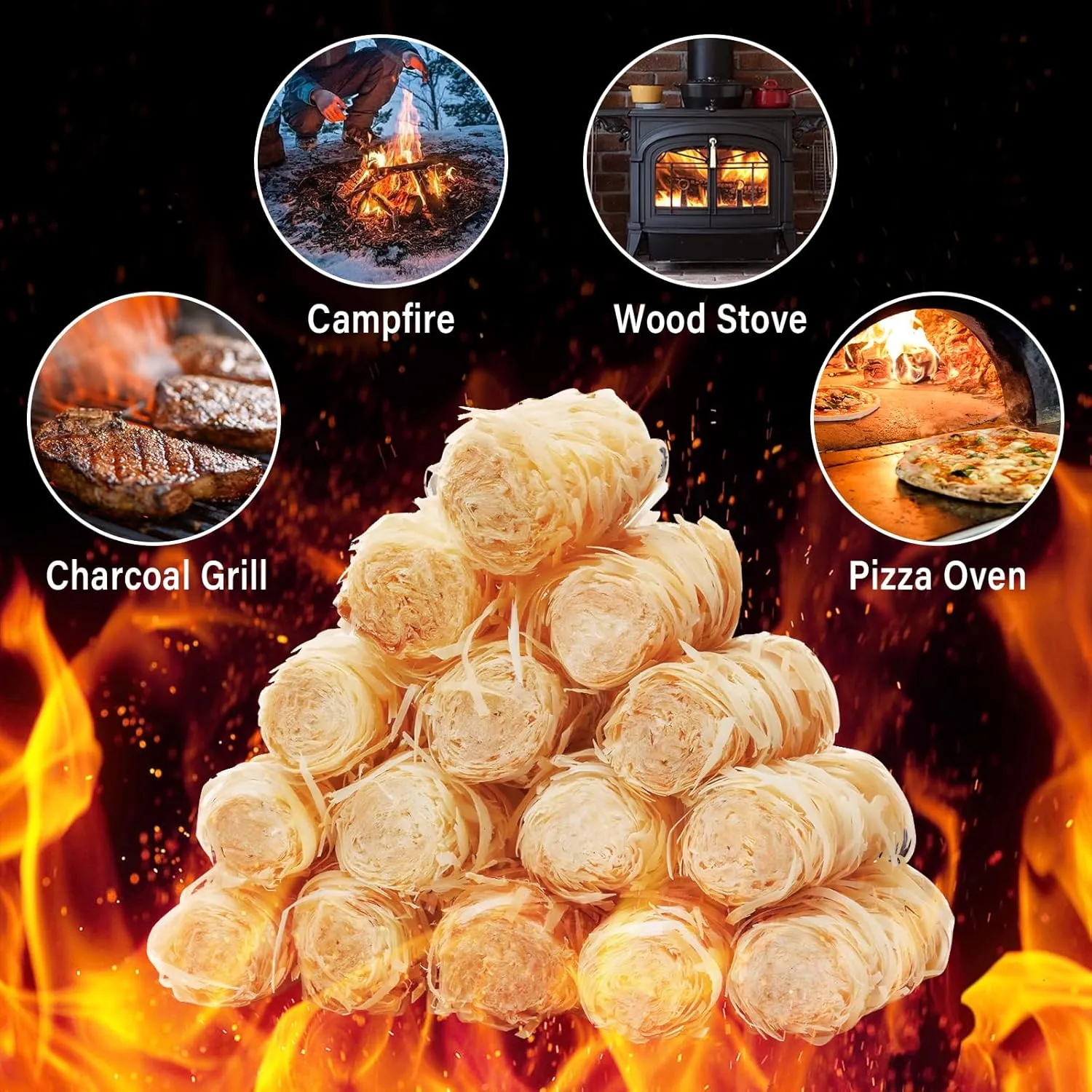 HGD (200pcs) Fire Starters for Campfires, Natural Charcoal Starters,Chimney Starter for Charcoal Grill, Indoor Outdoor Use, Weather-Resistant