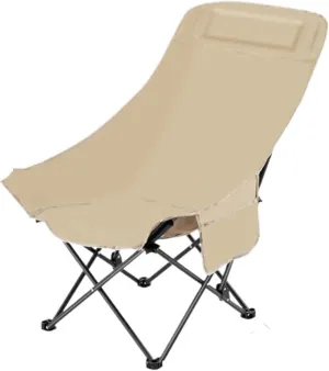 High Back Chair Outdoor Folding Chair Camping Chair Beach Chair Khaki Black(Khaki)