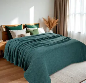 HILLFAIR 100% Cotton Blanket Queen Size for Bed, Soft Lightweight & Breathable Summer Queen Size Cotton Blankets, Premium Cozy Throw Layers for Bed, Couch and Sofa: Wedgewood (90"x90")