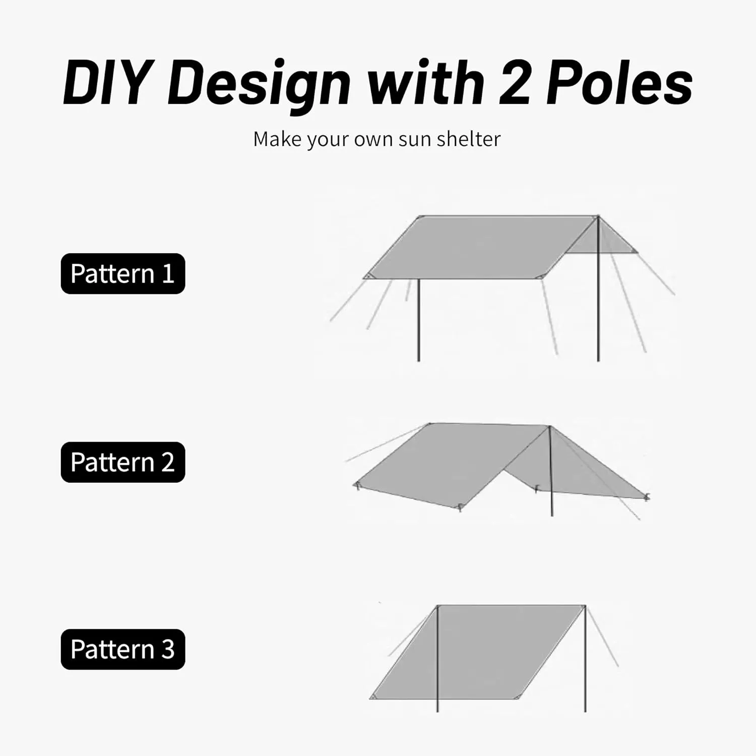 Himalaya Rain Tarp for Camping 4-6 Person Tent Tarp with 2 Poles Canopy Sun Shield Tarp UPF 50  Outdoor Camping Traveling Awning Backpacking (118.1" x 114.1")