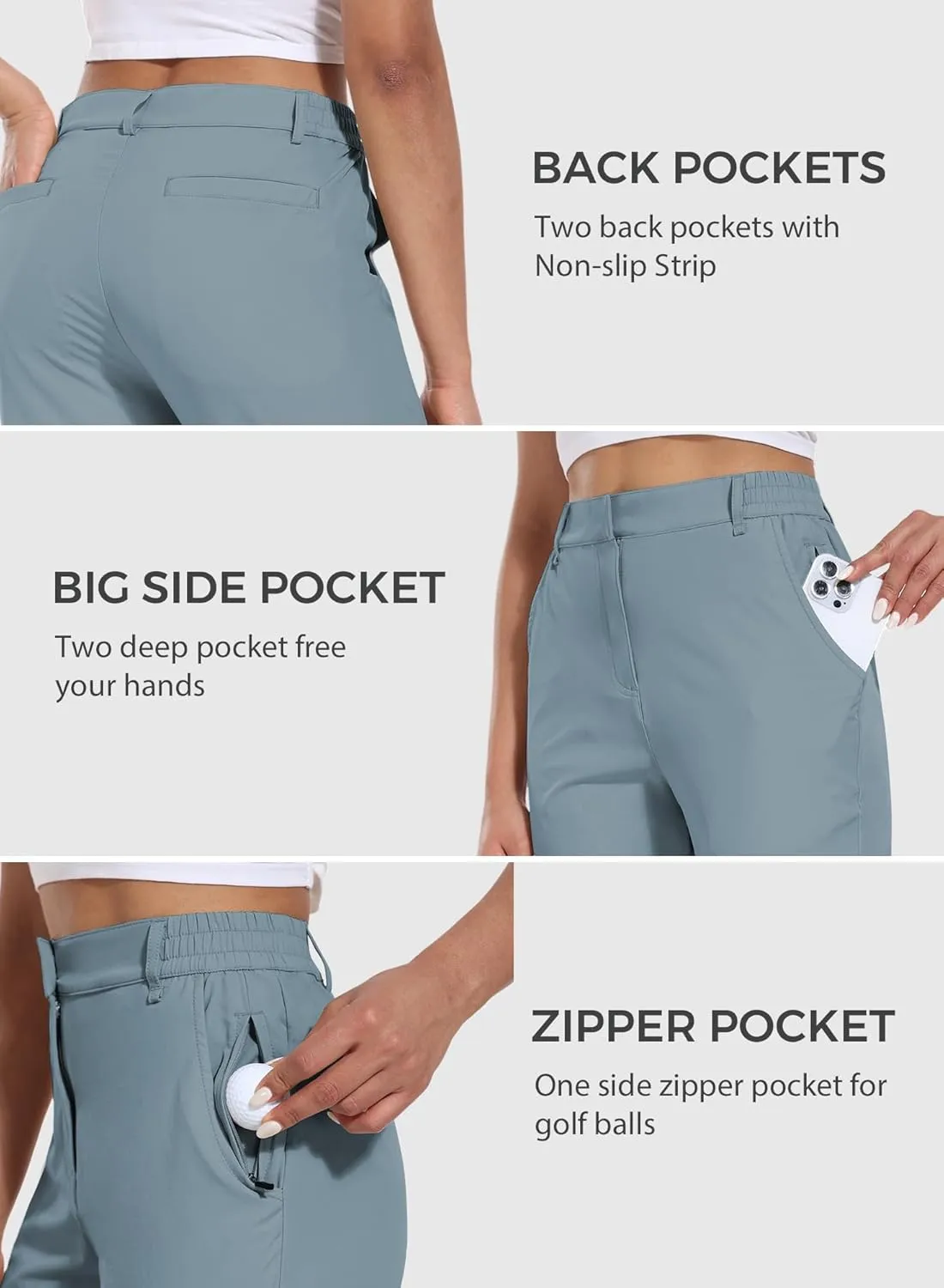 Hiverlay Women's Golf Bermuda Shorts 13" Knee Length Quick Dry Long Hiking Camping Shorts for Summer with 5 Pockets