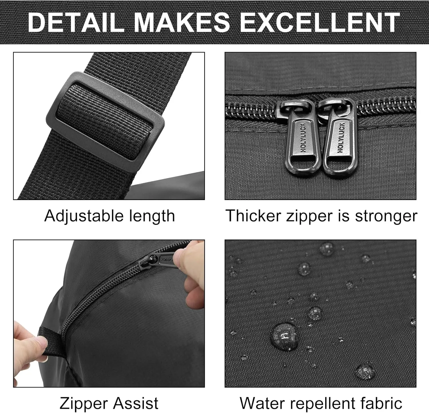 HOLYLUCK Foldable Travel Duffel Bag For Women & Men Luggage Great for Gym - large black
