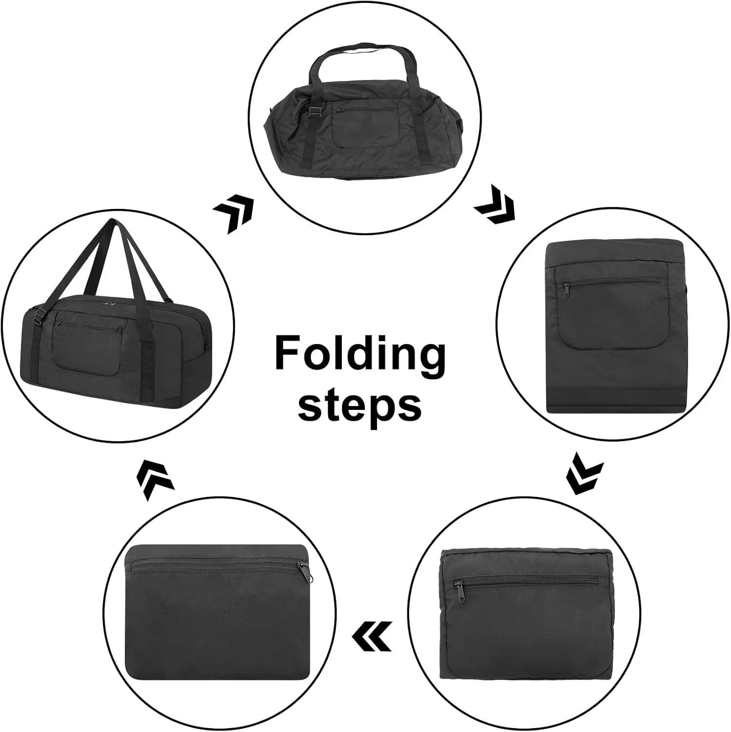 HOLYLUCK Foldable Travel Duffel Bag For Women & Men Luggage Great for Gym - large black