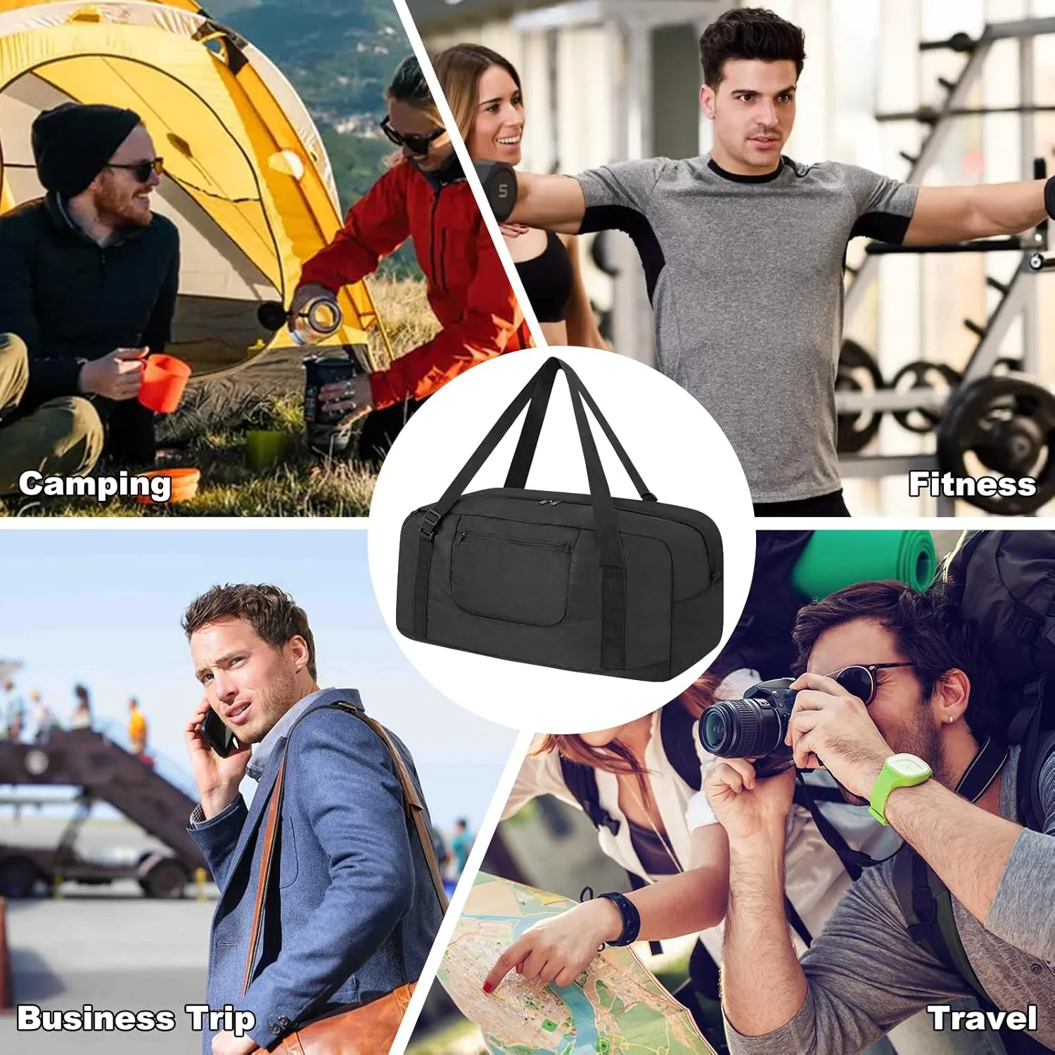 HOLYLUCK Foldable Travel Duffel Bag For Women & Men Luggage Great for Gym - large black