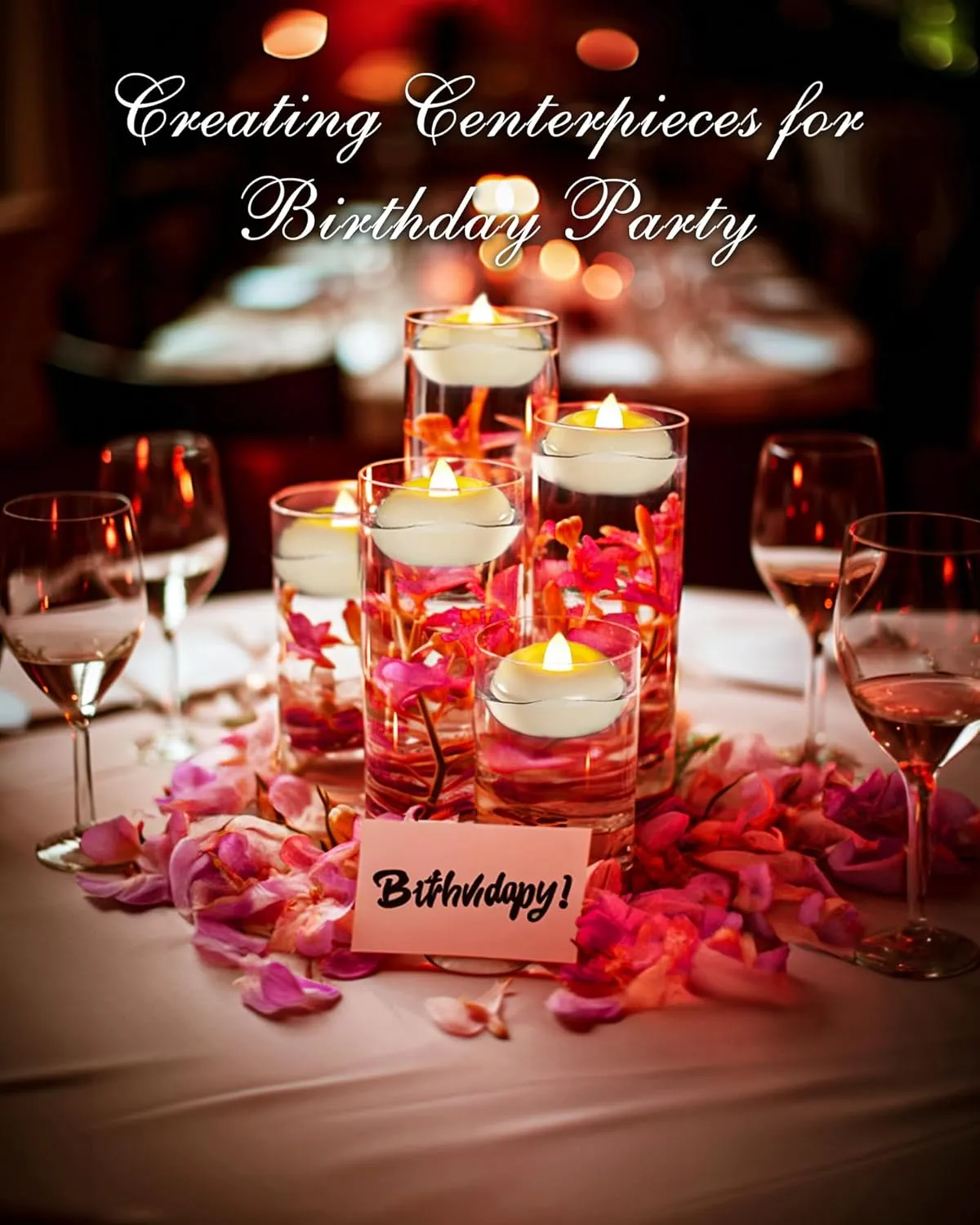 Homemory 2” Flameless Led Floating Candles, 200 Hour Plastic Battery Operated Flickering Waterproof Tealights for Cylinder Vases, Centerpieces at Wedding, Party, Pool, Holiday (12 Pack, White Base)