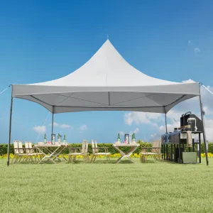 HOMREST 20x20ft Party Tent Outdoor Wedding Tent Heavy Duty Peaked Frame Canopy With Fire Retardant PVC Top 80 Person Capacity Gazebo Shelter Tent For Event Commercials White