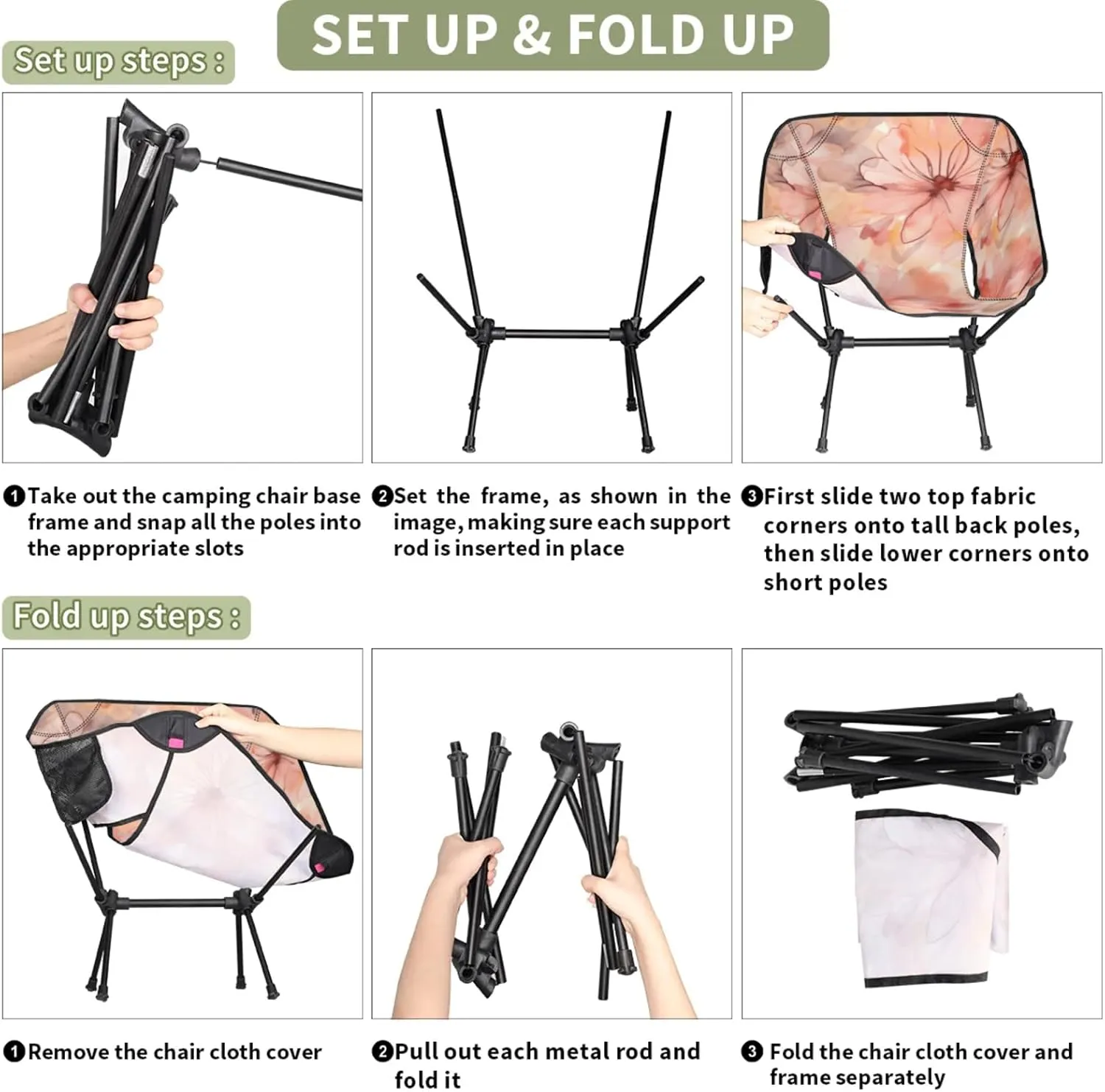 Honeybaby Folding Camping Chair Flower Abstract Camping Chairs Lightweight Portable Chair Outdoor Foldable Chairs for Camping Travel Picnic Beach Hiking