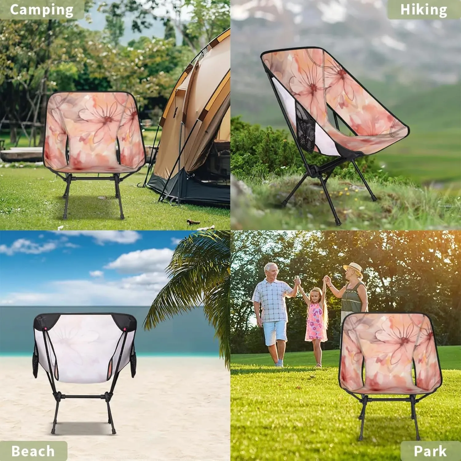 Honeybaby Folding Camping Chair Flower Abstract Camping Chairs Lightweight Portable Chair Outdoor Foldable Chairs for Camping Travel Picnic Beach Hiking
