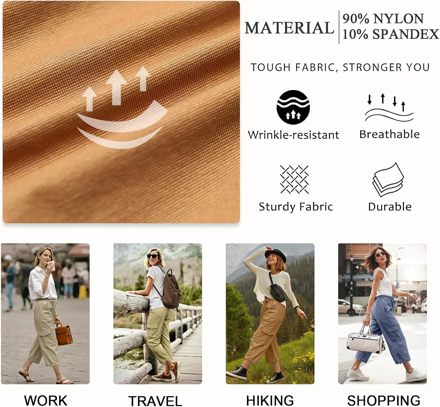 HOTGIFT Women Capris Cargo Pants 2025 Summer Hiking Pants Casual Lightweight Outdoor Quick Dry with 6 Pockets