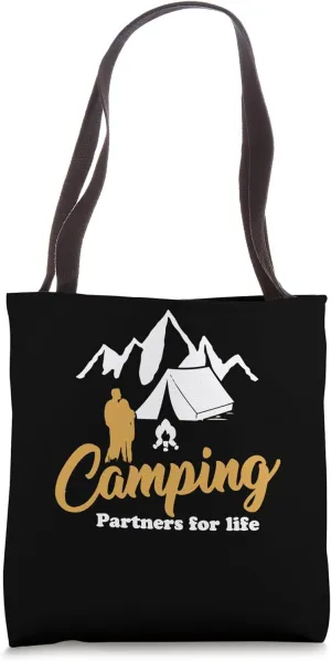 Husband and wife camping partners for life Funny Saying Tote Bag
