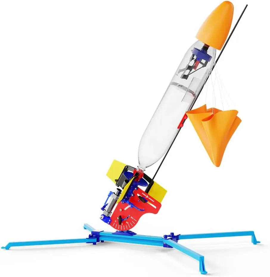 HydroLaunch® Water Rocket Starter Kit - Launch Angle Adjustable & Preassembled, Includes Parachute Eject Mechanism, Ripstop Nylon Parachute for Safe Landing
