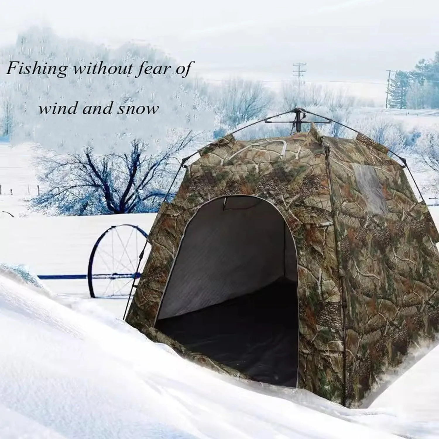 ice Fishing Tent ice Fishing shelter Insulated Winter Ice Fishing Warm Cotton Tent for 2-3 People to Open Quickly Without Setting Up(Color:1)