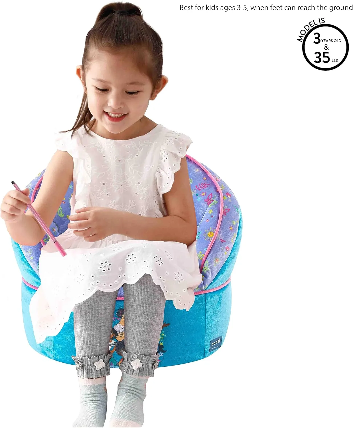 Idea Nuova Disney Encanto Madrigal Family Blue Round Bean Bag Chair for Kids, Ages 3 , Large