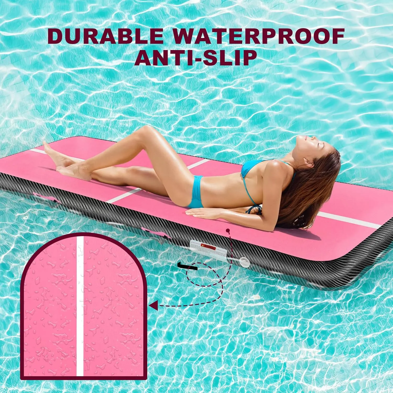Inflatable Gymnastics Mat 10ft/13ft/16ft/20ft/ Air Tumbling Track Mats 4/8 inches Thick for Home Use/Training/Cheerleading/Yoga/Water with Pump