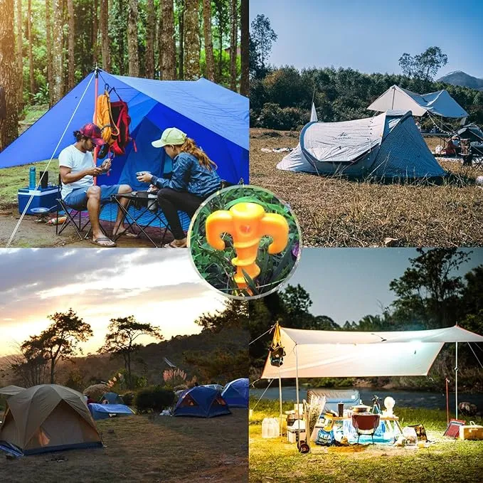 Inflatable Tent Stakes, 6 Pack Ultralight Plastic Camping Ground Heavy Duty, 8 Inch Tent Pegs Lightweight Garden Stakes for Outdoor Christmas Light Yard Stakes