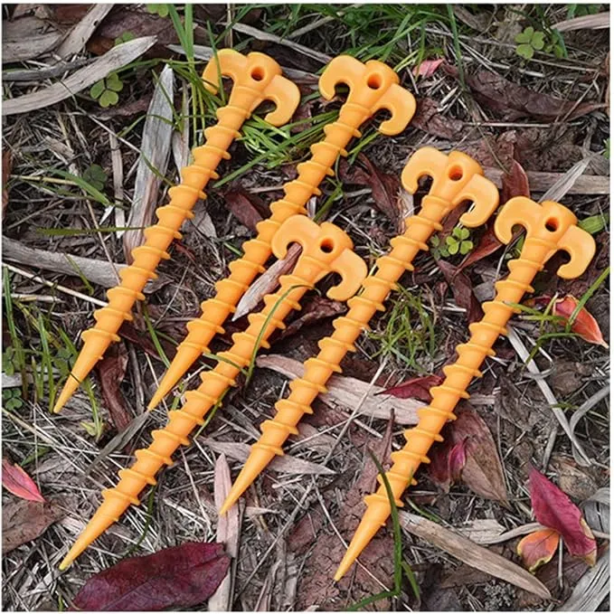 Inflatable Tent Stakes, 6 Pack Ultralight Plastic Camping Ground Heavy Duty, 8 Inch Tent Pegs Lightweight Garden Stakes for Outdoor Christmas Light Yard Stakes