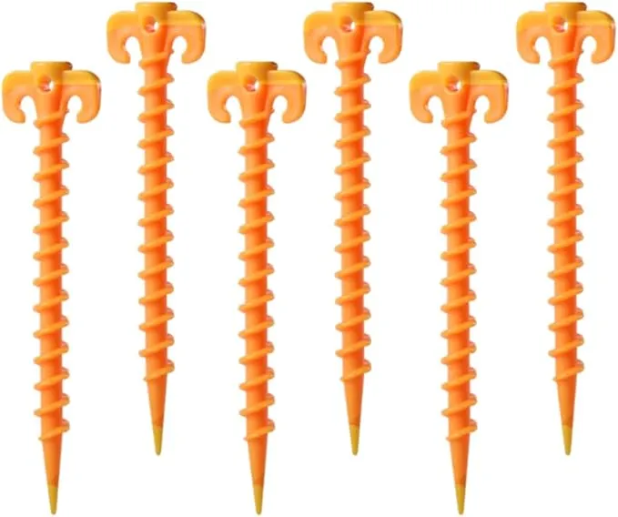 Inflatable Tent Stakes, 6 Pack Ultralight Plastic Camping Ground Heavy Duty, 8 Inch Tent Pegs Lightweight Garden Stakes for Outdoor Christmas Light Yard Stakes