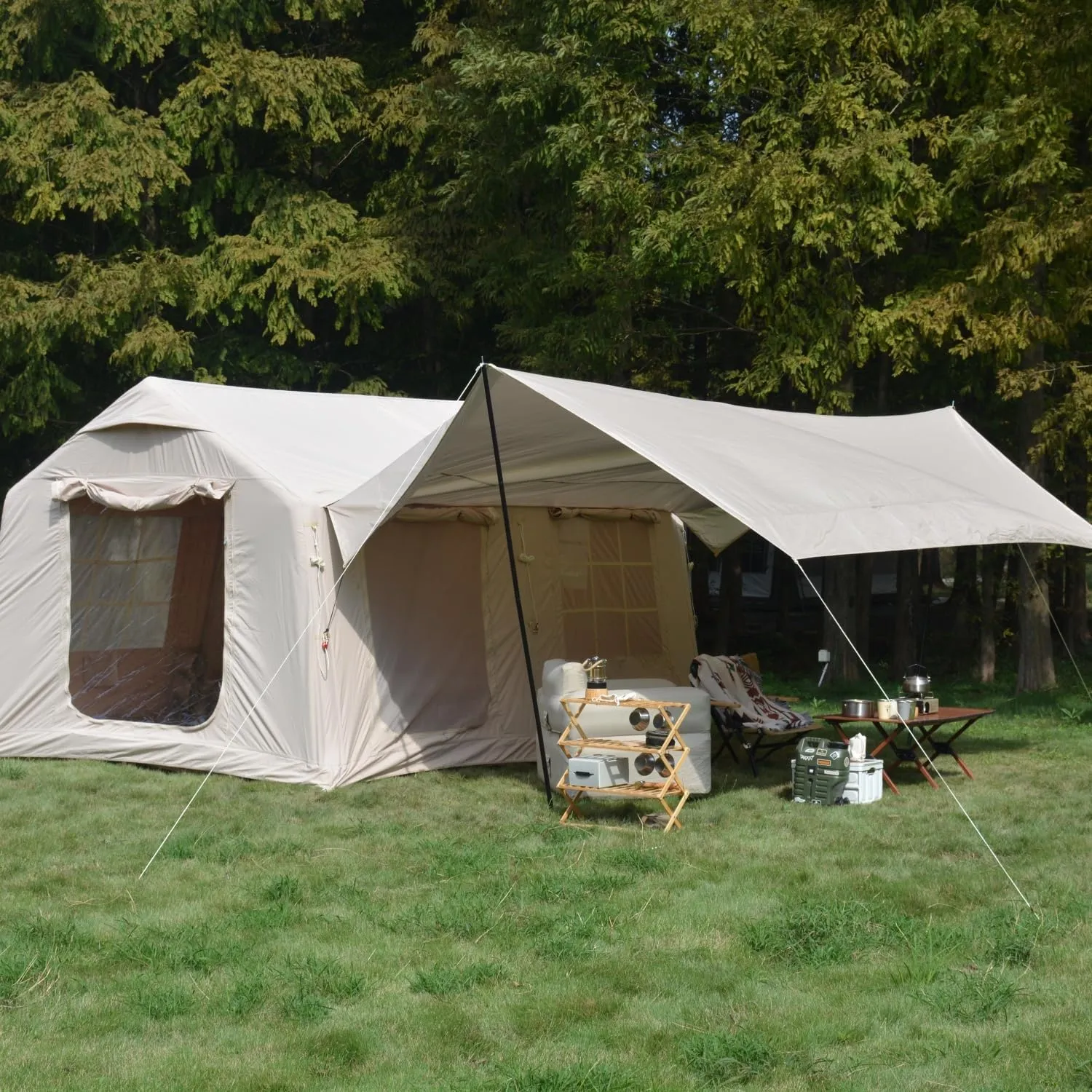 Inflatable Waterproof Tent for Camping 7-8 Person, Family Tents for Camping with Canopy, Big Tents for Camping 9.8 x 13ft