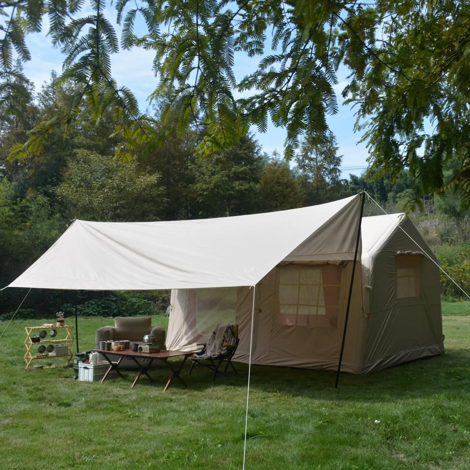 Inflatable Waterproof Tent for Camping 7-8 Person, Family Tents for Camping with Canopy, Big Tents for Camping 9.8 x 13ft