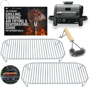 INFRAOVENS Stainless Steel Rack Set for Ninja Woodfire Outdoor Grill Pro XL, Pro Connect XL, OG850 OG951 with Waterproof Cooking Guide Accessory Wood Fire Electric Air Fryer Accessories