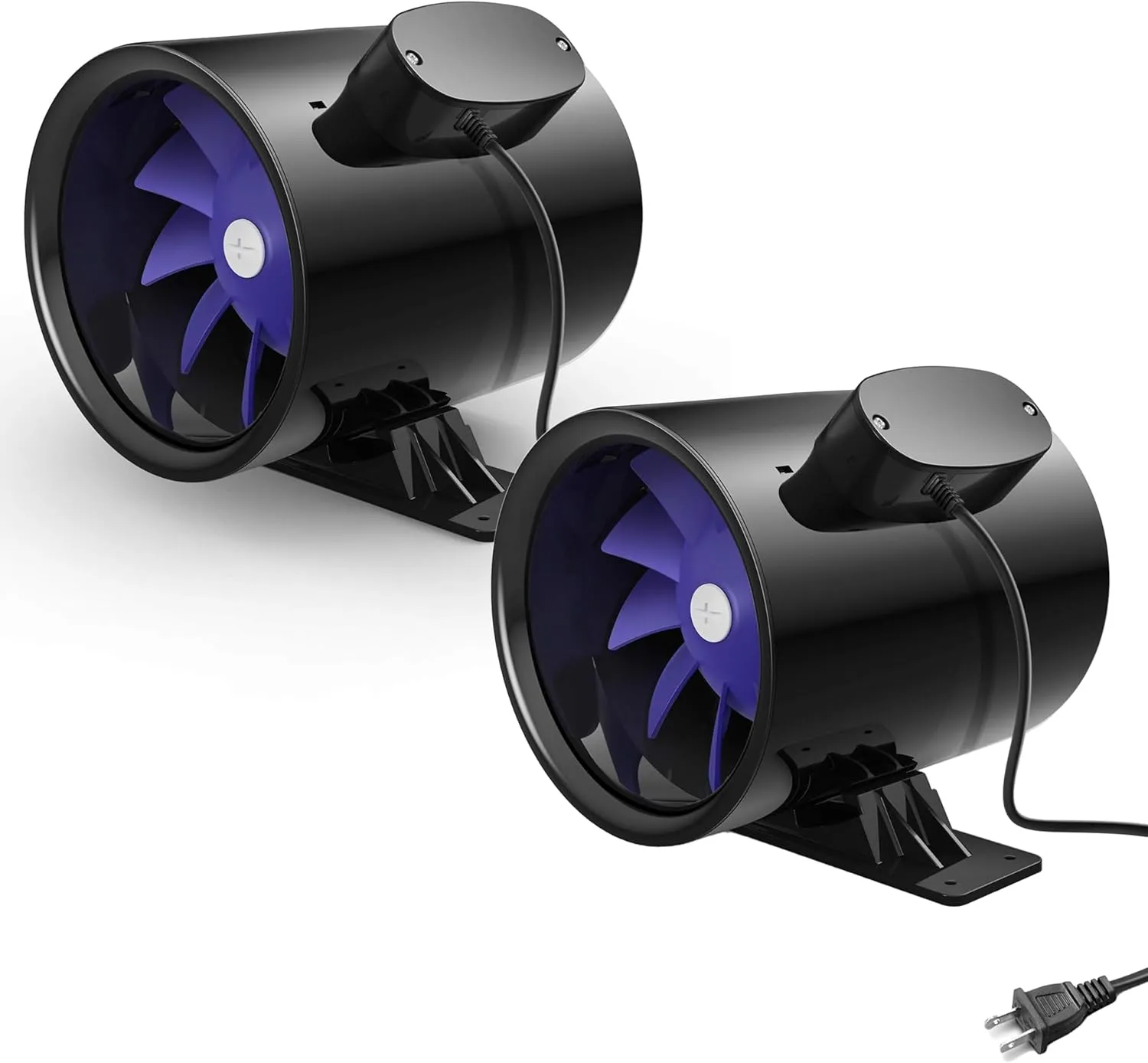 iPower Silent Inline Duct Ventilation Booster Fan 6 Inch 300 CFM Quiet Vent Exhaust Blower for Hydroponics Grow Tent Greenhouse Kitchen Bathroom, 2 Pack, Black