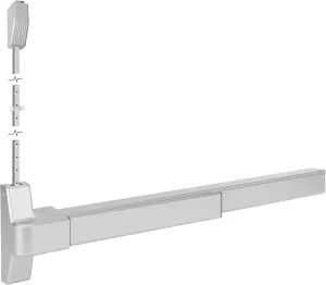 IRONWALLS Surface Vertical Rod Exit Device, 27.5” Commercial Emergency Panic Exit Device Door Push Bar Door Lock, Stainless Steel Panic Bar with Top Rod Locking, Panic Hardware for 27”-41” Wide Doors