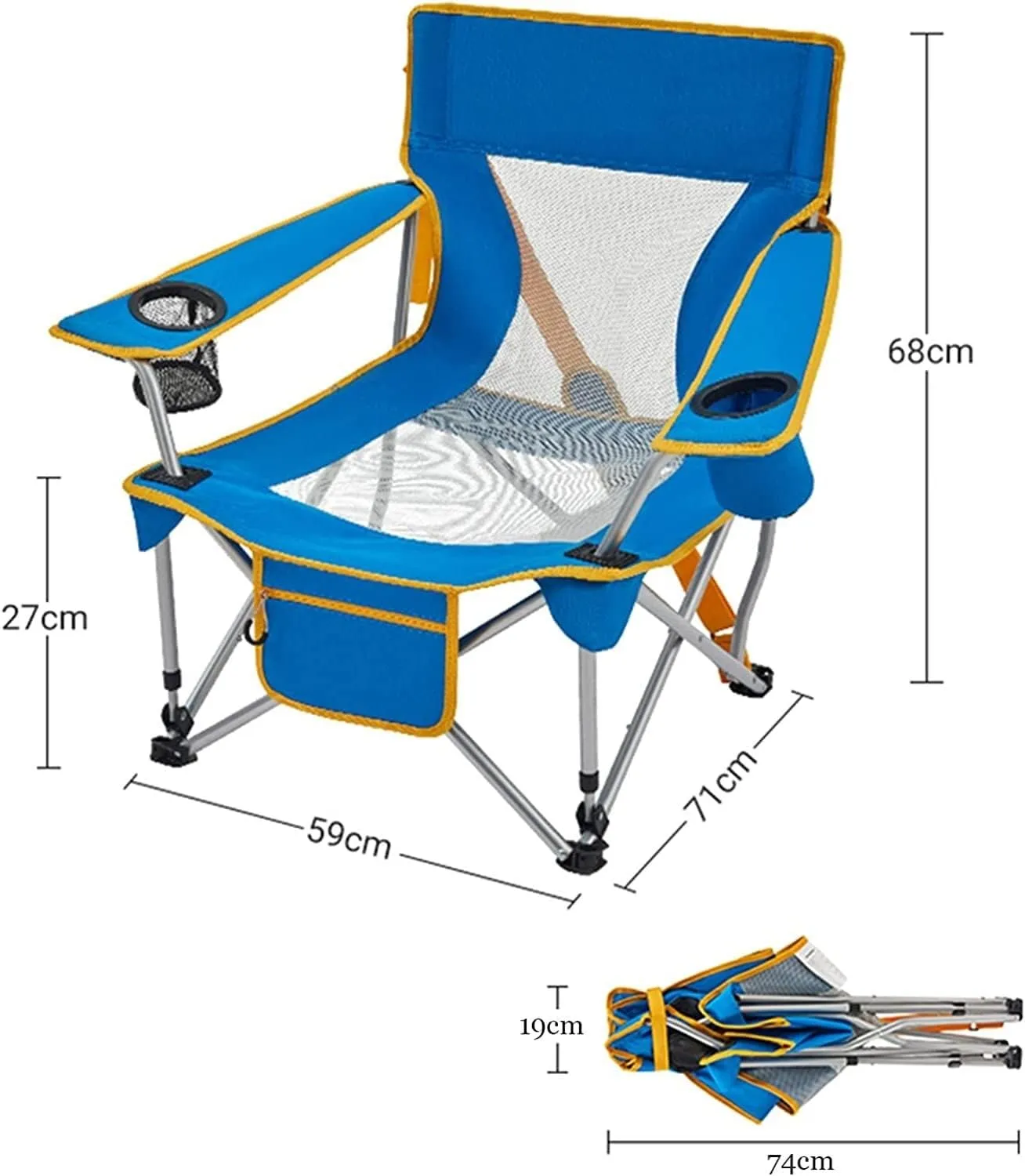 IRYZE Outdoor Chair Folding Camping Chair Outdoor Armchair Beach Deck Chairs Portable Leisure Seat Stool with Breathable Mesh, Comes with Storage Bag Camping Chair Foldable Chair