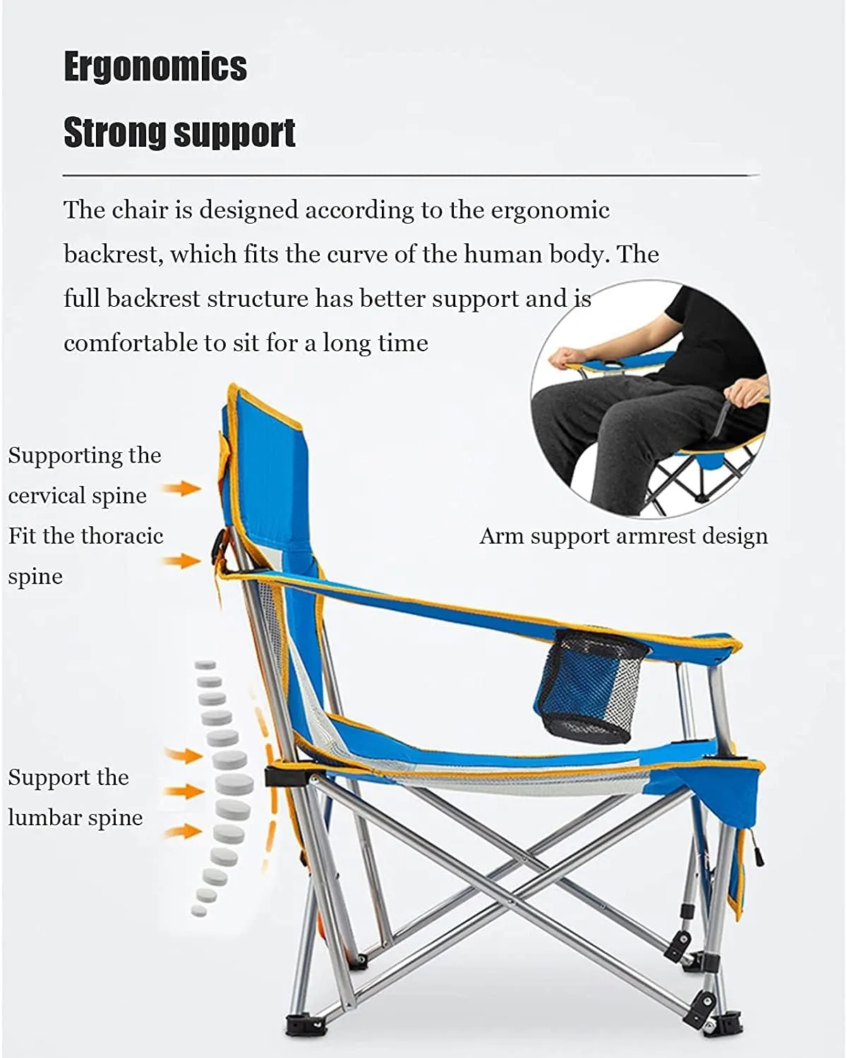 IRYZE Outdoor Chair Folding Camping Chair Outdoor Armchair Beach Deck Chairs Portable Leisure Seat Stool with Breathable Mesh, Comes with Storage Bag Camping Chair Foldable Chair