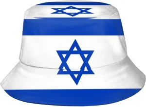 Israel Flag Bucket Hat, Trendy Packable Outdoor Travel Beach Sun Hat Fisherman Caps for Men Women