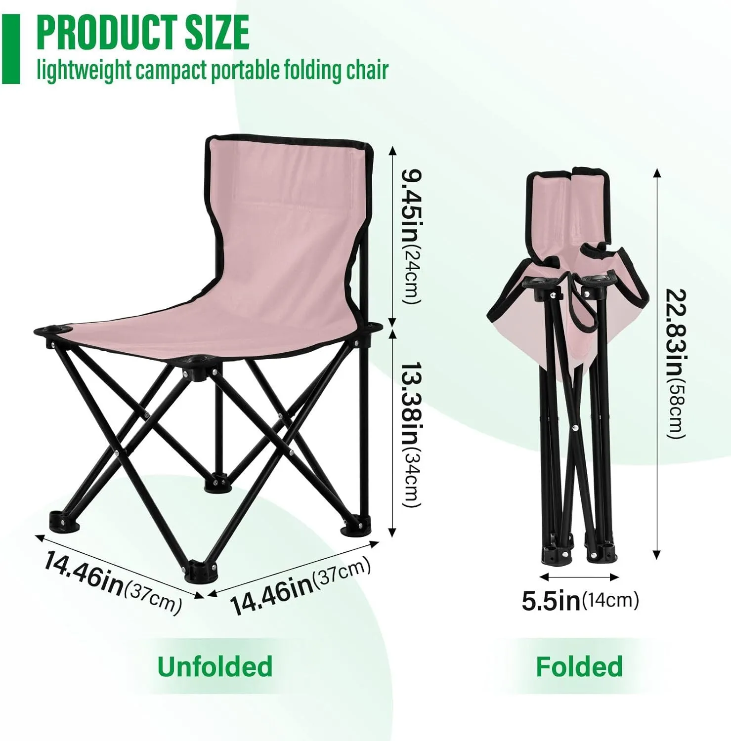 J JOYSAY Light Pink Portable Camping Chair Lightweight Outdoor Folding Chair for Adults Lawn Chair for Outside Camping Beach Sports Travel Hiking
