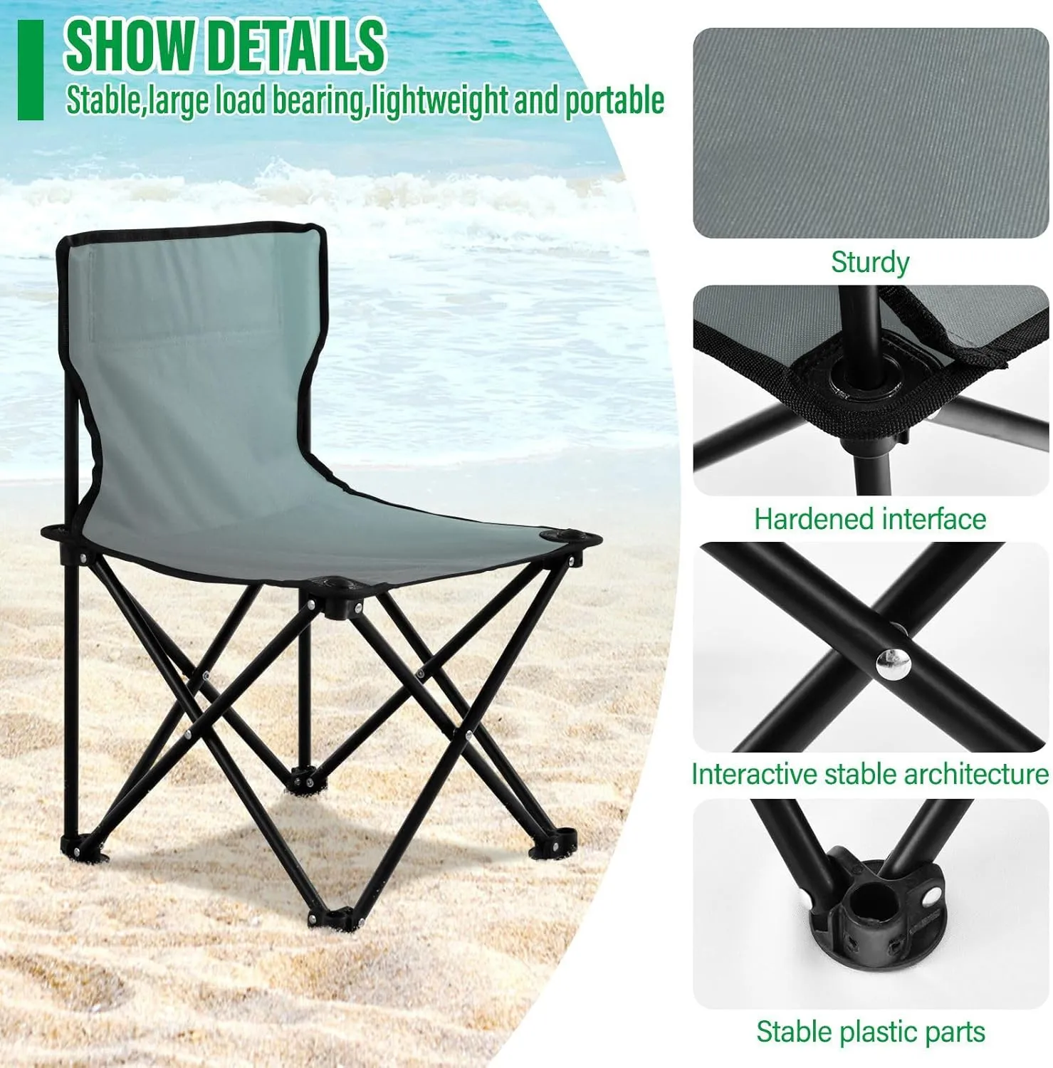 J JOYSAY Mole Hall Gradient Portable Camping Chair Lightweight Outdoor Folding Chair for Adults Fishing Chair for Outside Camping Travel Beach Sports Hiking